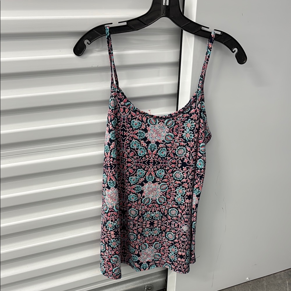 Maurices White Blue & Pink Fitted Sleeveless Camisole Spaghetti Strap Tank Top M